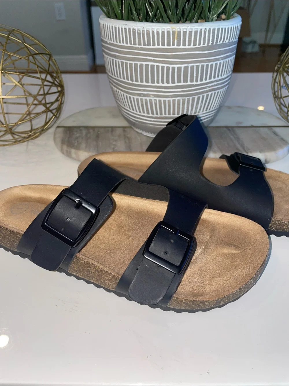 Cat & Jack Black Two-Strap Buckle Kids Sandals